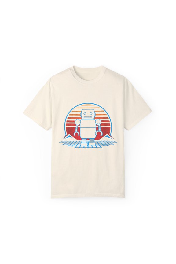 Humorous Old-Fashioned Automated AI Machines Hilarious Nostalgic Robot Lover Men Women Unisex Garment-Dyed T-shirt