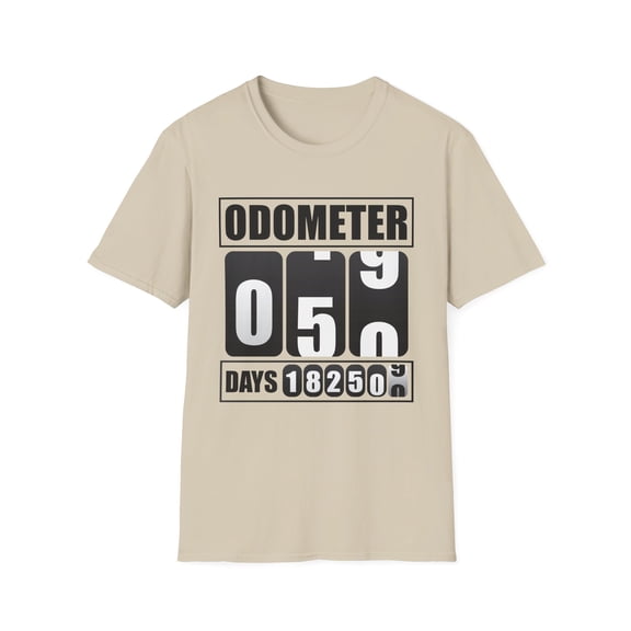 Humorous Oldometer 50 Years Old Celebrants Gifts | Hilarious Celebrater Sayings Pun Men Women Unisex Softstyle T-Shirt