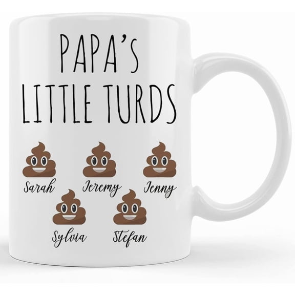Humorous Papa Mug, Custom Papa Cup, Funny Papa Gift, Customizable Grandpa Coffee Mug, Grandfather Poop Mug From Grandchildren, Ceramic Novelty Coffee Mugs 11oz, 15oz Mug, Te