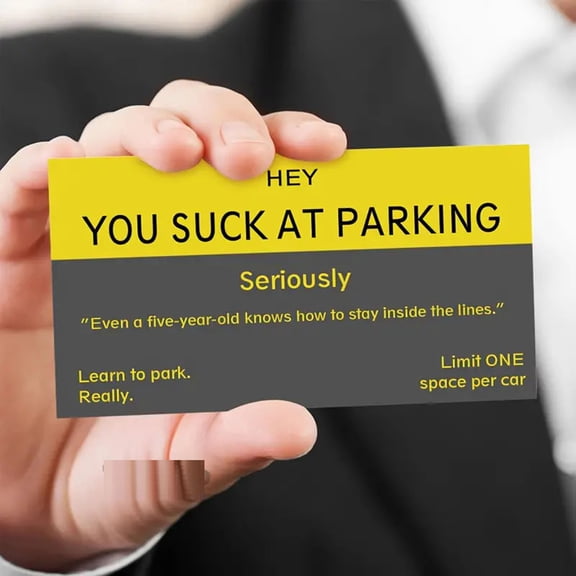 Humorous Parking Prank Cards,Bold Red and Yellow Design with 100-Pack Portable Set,Social Awareness Tool for Pointing Out Bad Parking Habits,Novelty Violation Notice Card Pack