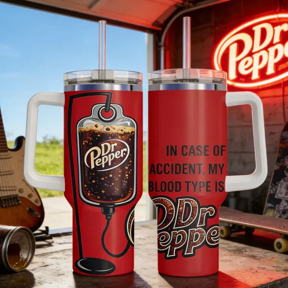 Humorous Pattern Element, 40oz Car Cup with Straw, Vacuum Insulated, Handheld Water Bottle, Travel, Commute, Office Use