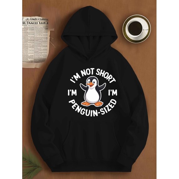 Humorous Penguin print cute pattern Women's Hoodies spring and autumn streetwear