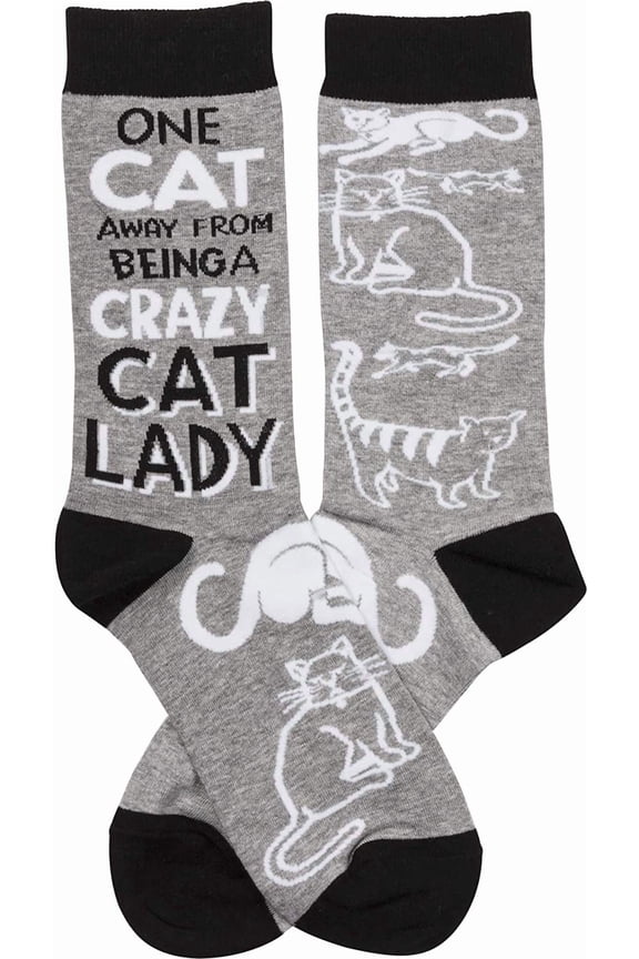 Humorous Quote Socks Unisex One Size Primitives by Kathy (Crazy Cat Lady)