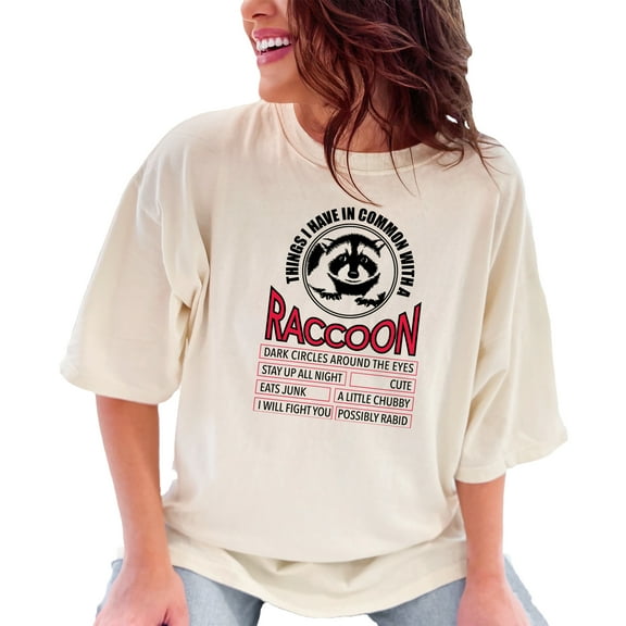 Humorous Raccoon Traits Fun Graphic, Ivory Comfort Colors T-Shirt, XL