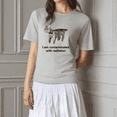 thumbnail image 1 of Humorous Radiation - Themed Cat Graphic Tee, Tops Has Centered "I am contaminated with radiation" & Low - Poly Cat Design, Round Neck Regular Fit T - shirts, Size(S - 5XL), 1 of 5