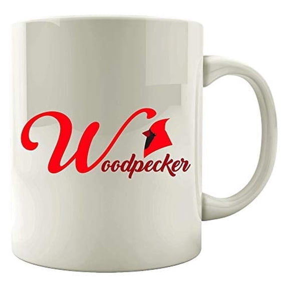 Woodpecker 11 oz Coffee Mug - Humorous Picidae Bird Design White Ceramic Gift