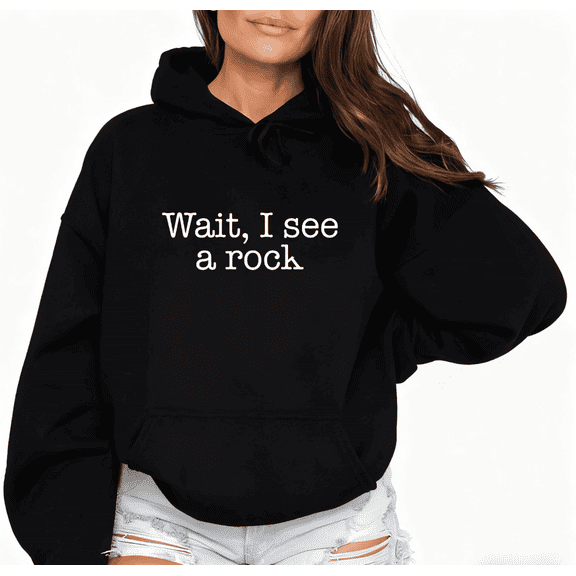 Humorous Rock Slogan Graphic Tee T-Shirt Print Top Regular Fit Hooded long-sleeved Black S-2XL