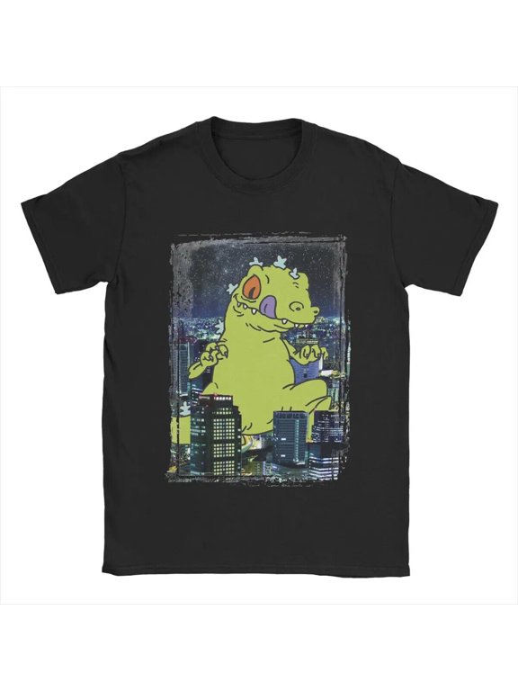 Humorous Rugrat Reptar City Rampage Portrait T-Shirts Men Round Collar 100% Cott