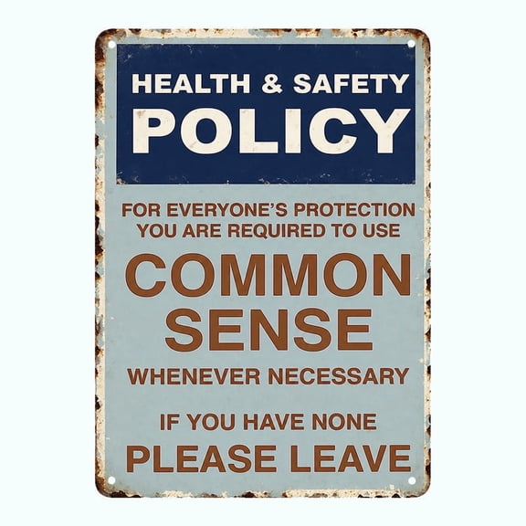 Humorous Satire Policy Metal Signs, Vintage Wall Board Decor, 30x20cm Retro Tin Signs, Funny Common Sense Rules Plaque for Home Bar Garage