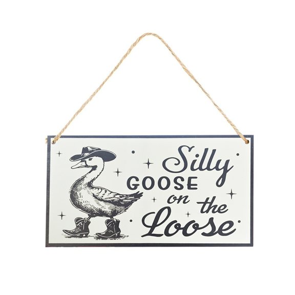 Humorous Security Gooses Decoration Warning Sign Crafted with Natural Pine Wood for Year Round Display