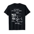 thumbnail image 1 of Humorous Shark Safety Diagram Black T-Shirt for Fun and Awareness, 1 of 5