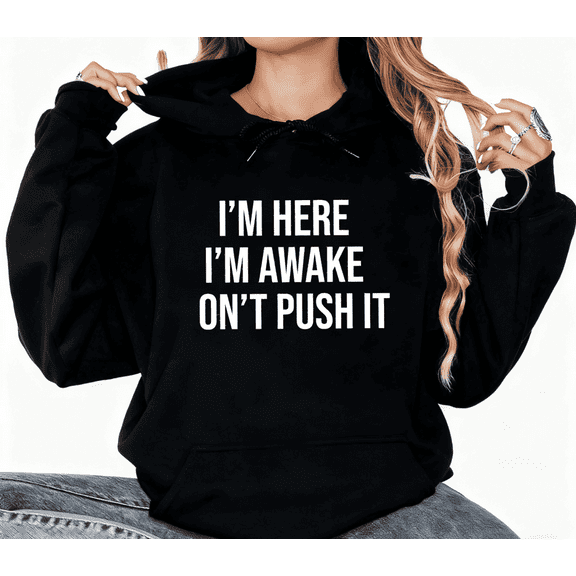 Humorous Slogan Graphic Breathable Cotton Tee T-Shirt Top Print Hooded long-sleeved Black S-2XL