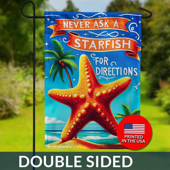 Humorous Starfish Beach Flag Tropical Summer Humor Double Sided