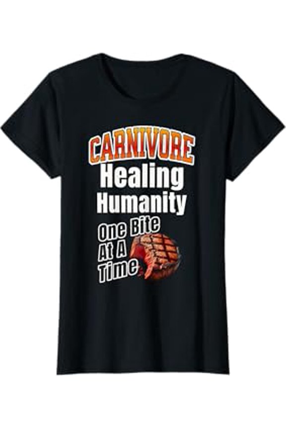 Humorous Steak Graphic T-Shirt for Meat Lovers - Carnivore Healing Humanity One Bite at a Time