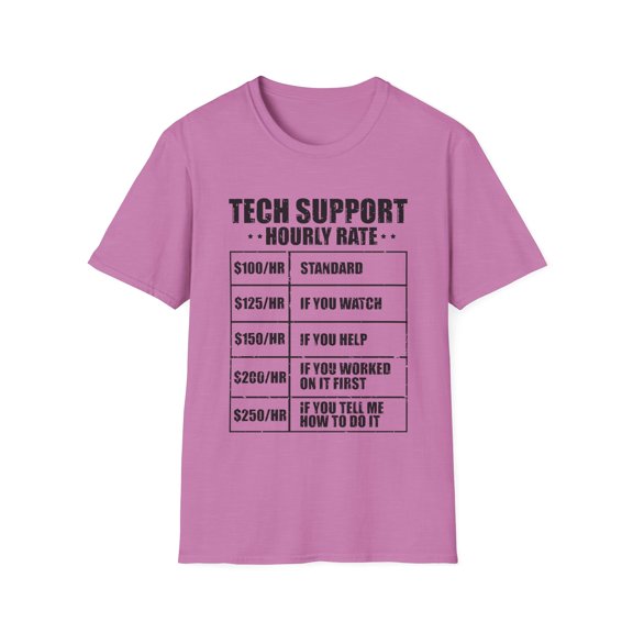 Humorous Techies Supports Mockery Fees Introverts Graphic Hilarious Computer Technicians Hourly Payment Gags Unisex Softstyle T-Shirt