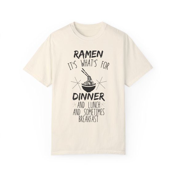 Humorous Thinking About Ramen Illustration Gift Funny Noodles Enthusiast Graphic Men Women Unisex Garment-Dyed T-shirt