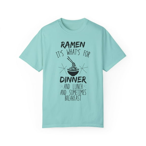 Humorous Thinking About Ramen Illustration Gift Funny Noodles Enthusiast Graphic Men Women Unisex Garment-Dyed T-shirt