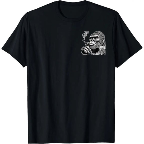 Humorous Two Sided Whiskey Goes in Wisdom Comes Out Monkey Unisex T-Shirt, S - 5XL