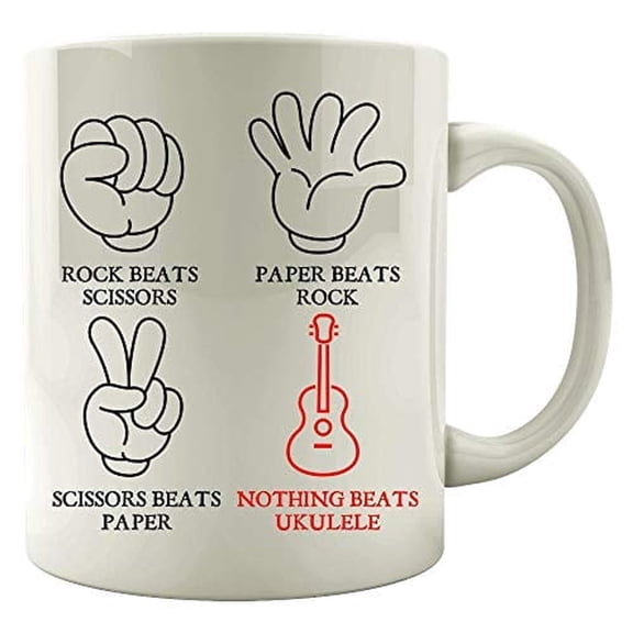 Humorous Ukulele 11 oz Coffee Mug - Gift for Musicians White Ceramic
