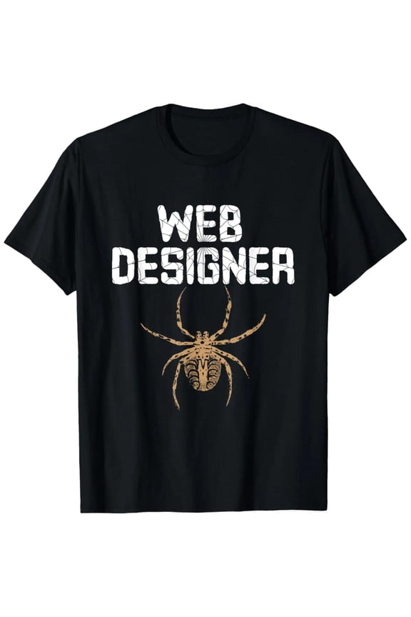 Humorous Web Design - Themed Graphic Tee, Tops Has "WEB DESIGNER" & Spider Design, Round Neck Regular Fit T - shirts, Size(S - 5XL)