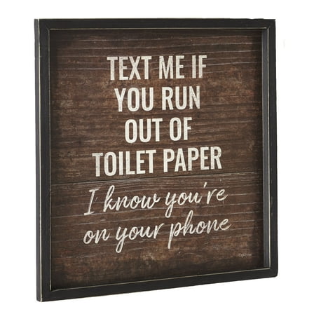 Humorous Wooden Sign for Bathroom - "Text Me if You Run Out of Paper" with Rustic Finish