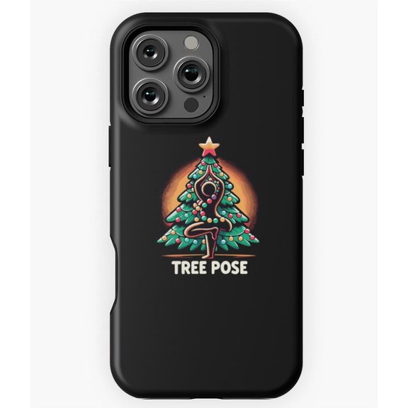 Humorous Yoga Christmas Tree Pose Phone Case for iPhone 16 15 14 13 12 11 Pro Max