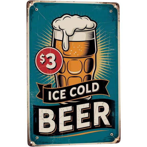 Humorous phrase wall art featuring Beer Ice Gold Beer Service Here Metal Tin Sign Pub Tavern Decor Perfect For Hanging In Basement Patio Rustic Vintage 8x12 inch metal sign for apartment or dorm