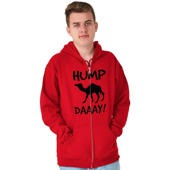 Hump Day Camel Wednesday Weekday Unisex Fleece Graphic Zip Up Hoodie Brisco Brands 5X