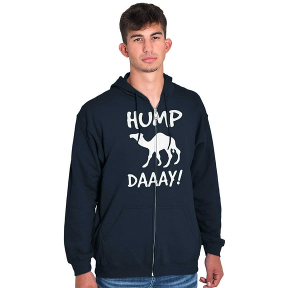 Hump Day Camel Wednesday Weekday Unisex Fleece Graphic Zip Up Hoodie Brisco Brands 2X