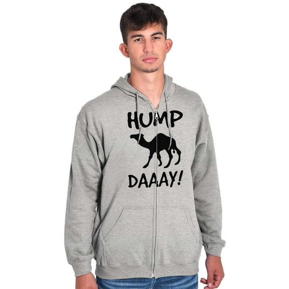 Hump Day Camel Wednesday Weekday Unisex Fleece Graphic Zip Up Hoodie Brisco Brands 4X