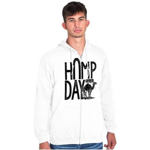 Hump Day Funny Camel Office Workout Unisex Fleece Graphic Zip Up Hoodie Brisco Brands 4X