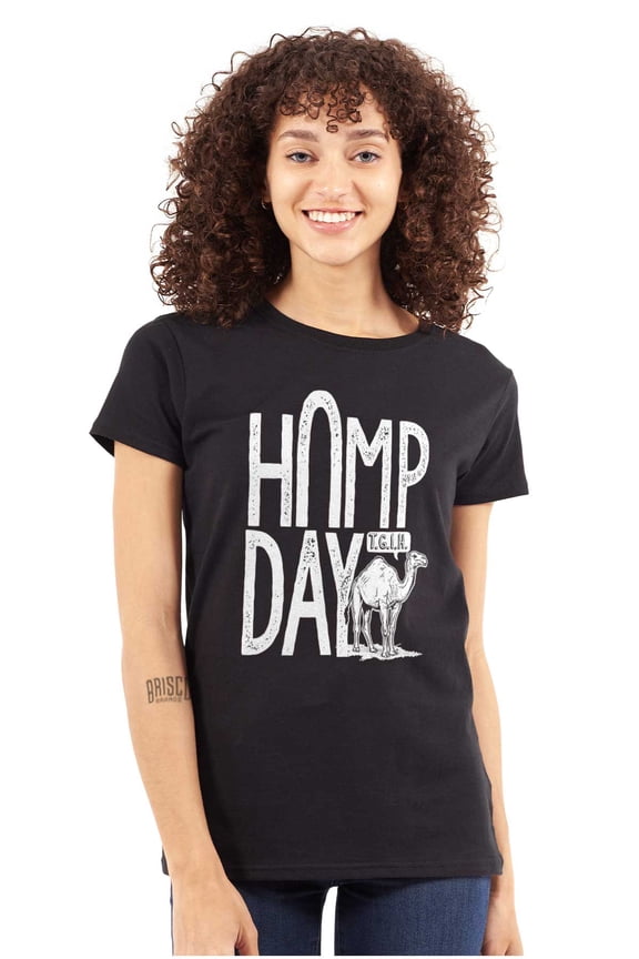 Hump Day Funny Camel Office Workout Womens Slim Fit Graphic Tee Brisco Brands X