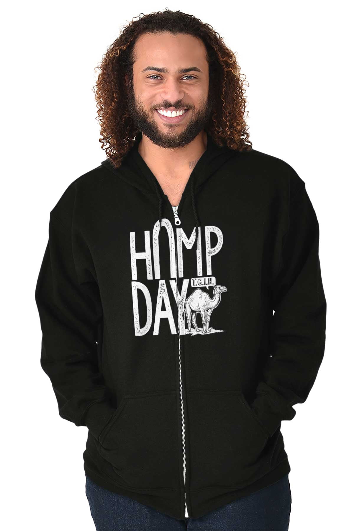 Hump Day Funny Camel Office Workout Unisex Plus Size Zip Hoodie Brisco ...