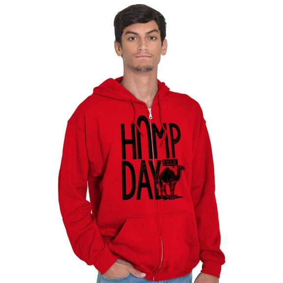 Hump Day Funny Camel Office Workout Zip Up Hoodie Men's Women's Brisco Brands M