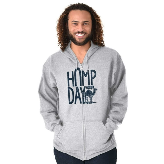 Hump Day Funny Camel Office Workout Zip Up Hoodie Men's Women's Brisco Brands S