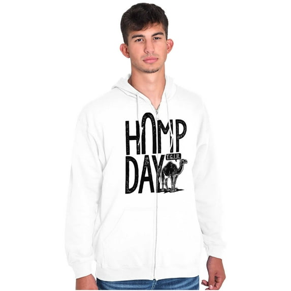 Hump Day Funny Camel Office Workout Zip Up Hoodie Men's Women's Brisco Brands X