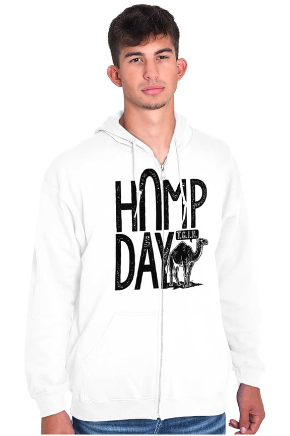 Hump Day Funny Camel Office Workout Zip Up Hoodie Men's Women's Brisco Brands X