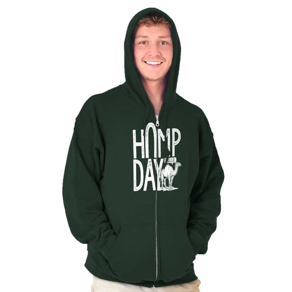 Hump Day Funny Camel Office Workout Zip Up Hoodie Men's Women's Brisco Brands X