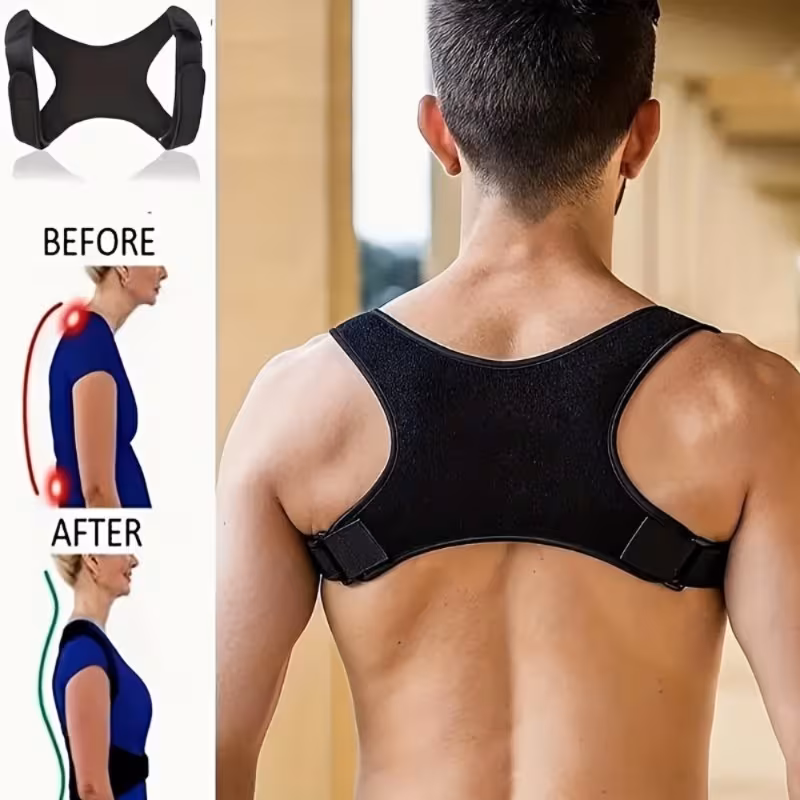 Humpback Correction Belt for Adults & Teens, Open Shoulder Posture Corrector, Full Back Support for Improved Neck & Shoulder Alignment