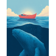 thumbnail image 1 of Humpback Whale Boat Canvas Wall Art Print, Ocean Theme Decor for Living Room Bedroom Dining Room, 1 of 8