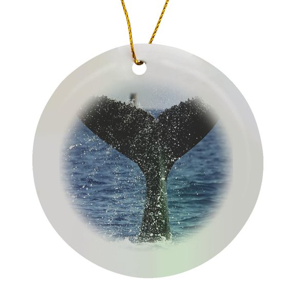 3drose, Humpback Whale, Circle Porcelain Ornament