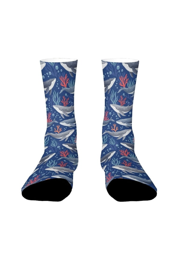 Humpback Whale Diving Funny Novelty Crew Socks for Women Men Sports