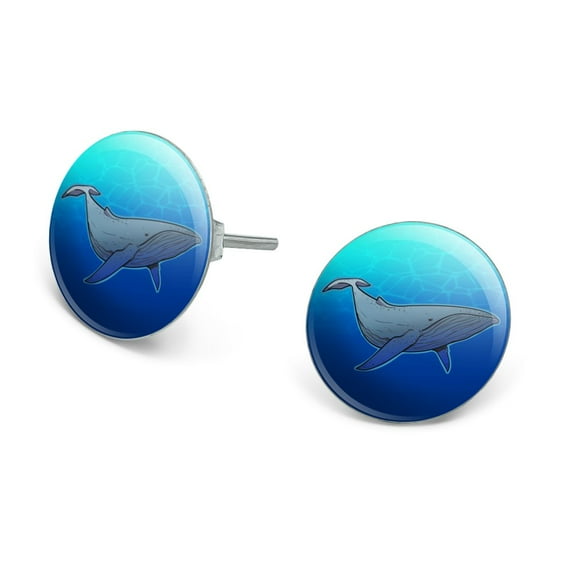 Humpback Whale Novelty Silver Plated Stud Earrings