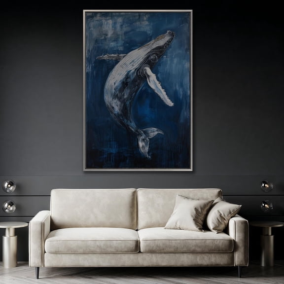 Humpback Whale Poster Stunning Sea Life Wall Art Underwater Blue Wall Decor Perfect Ocean Enthusiasts, 8x12 UNFRAMED
