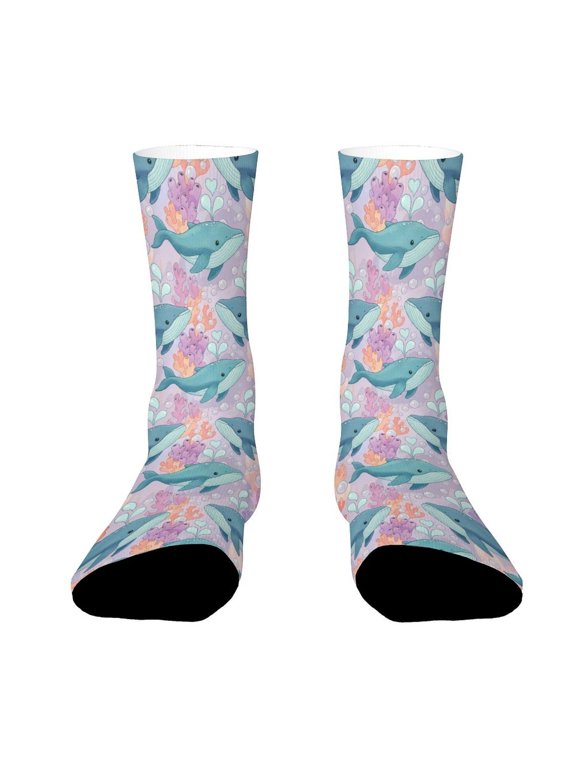 Humpback Whale Tail Funny Novelty Crew Socks for Women Men Sports