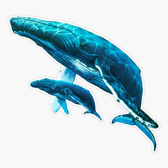Humpback Whales Migrating Across Ocean Sticker