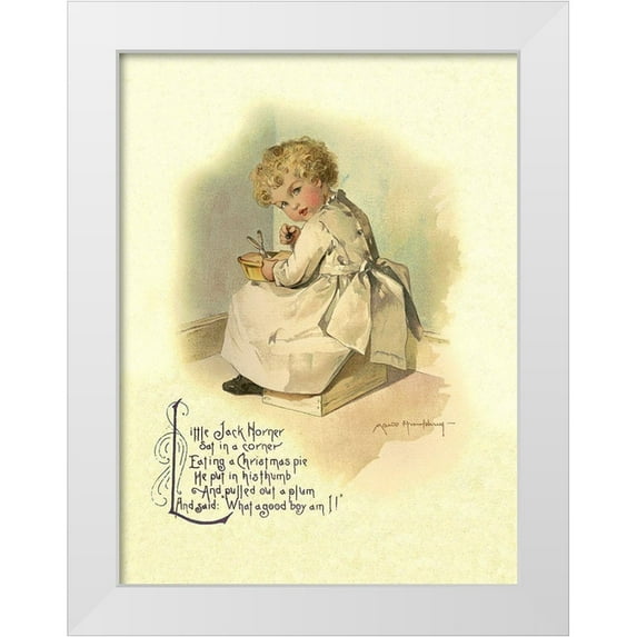 Humphrey, Maud 15x18 White Modern Wood Framed Museum Art Print Titled - Nursery Rhymes: Little Jack Horner