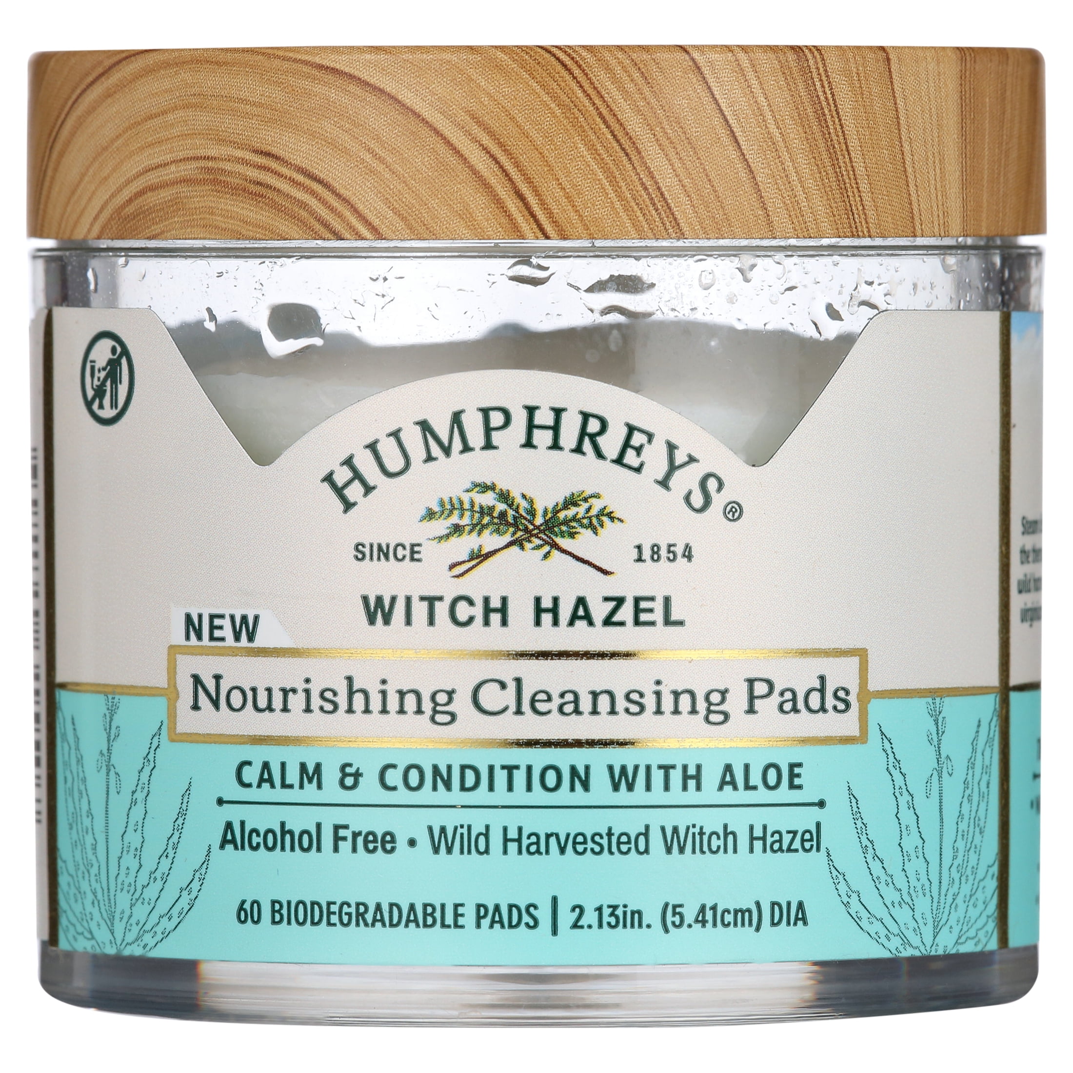 Humphreys Witch Hazel Alcohol Free Cleansing Pads, 60 Biodegradable