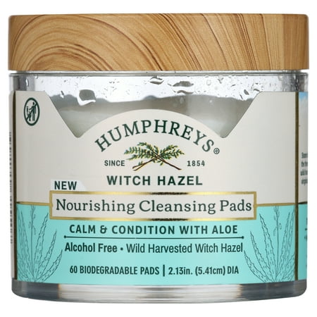 Humphreys Witch Hazel Alcohol Free Cleansing Pads, 60 Biodegradable Pads