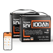 HumsiENK 12V 100Ah LiFePO4 Battery BluetoothGroup 24 Built-in 100A BMS,12V Lithium Batteries with Blueteeth, 15000+ Deep Cycles, Low-Temp Protection for Yacht, Marine, Boat, RV, Solar, 2 Packs